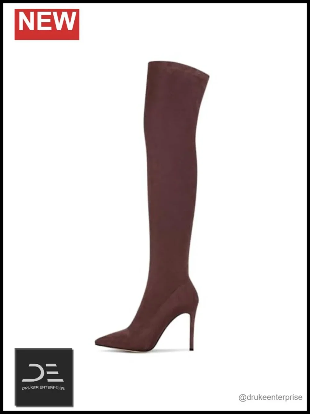 Women's Over the Knee Suede Heel Boots Pointed Toe Stretch Thigh High 4in